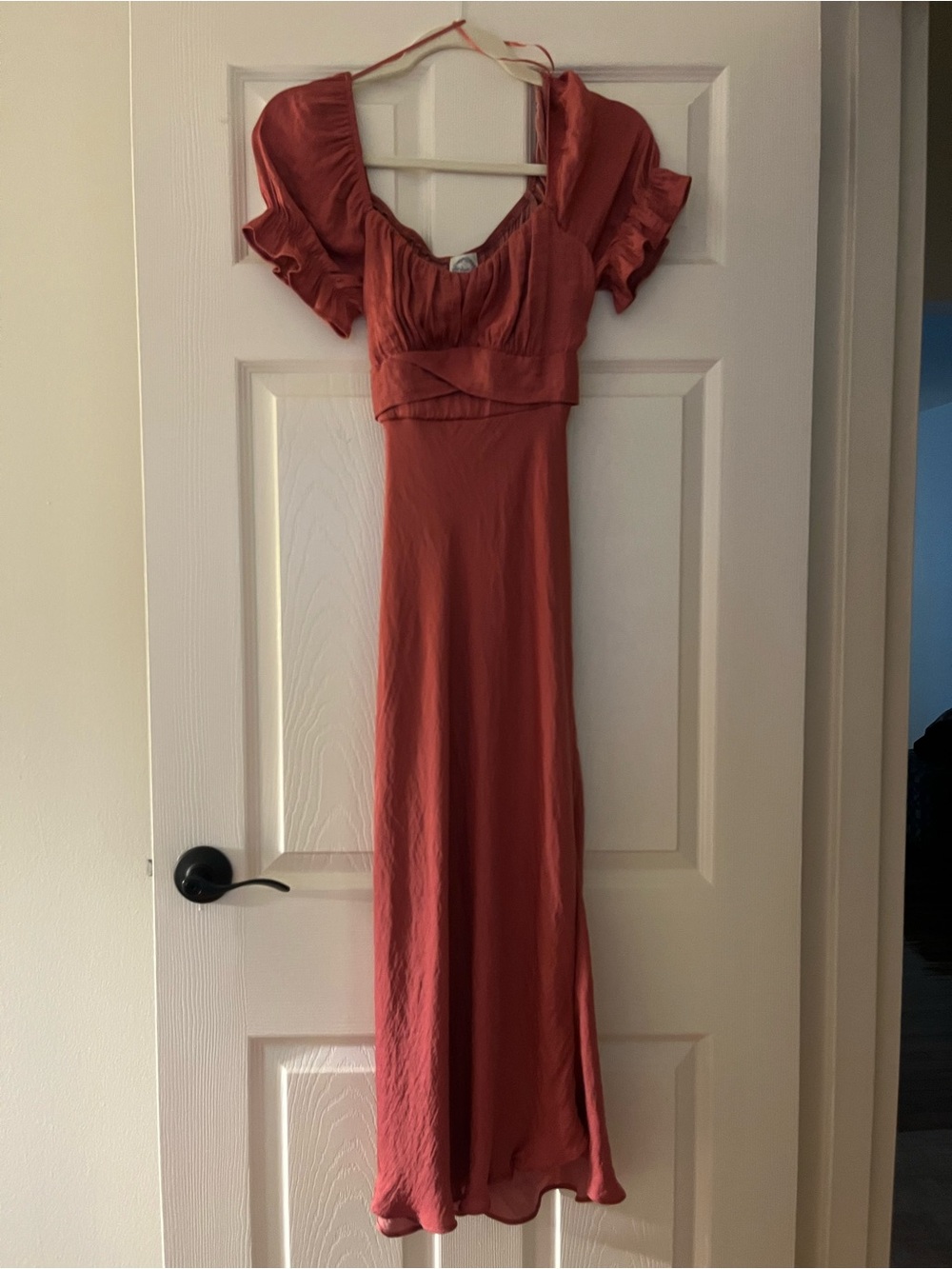 Satin Puff Sleeve Maxi Dress
